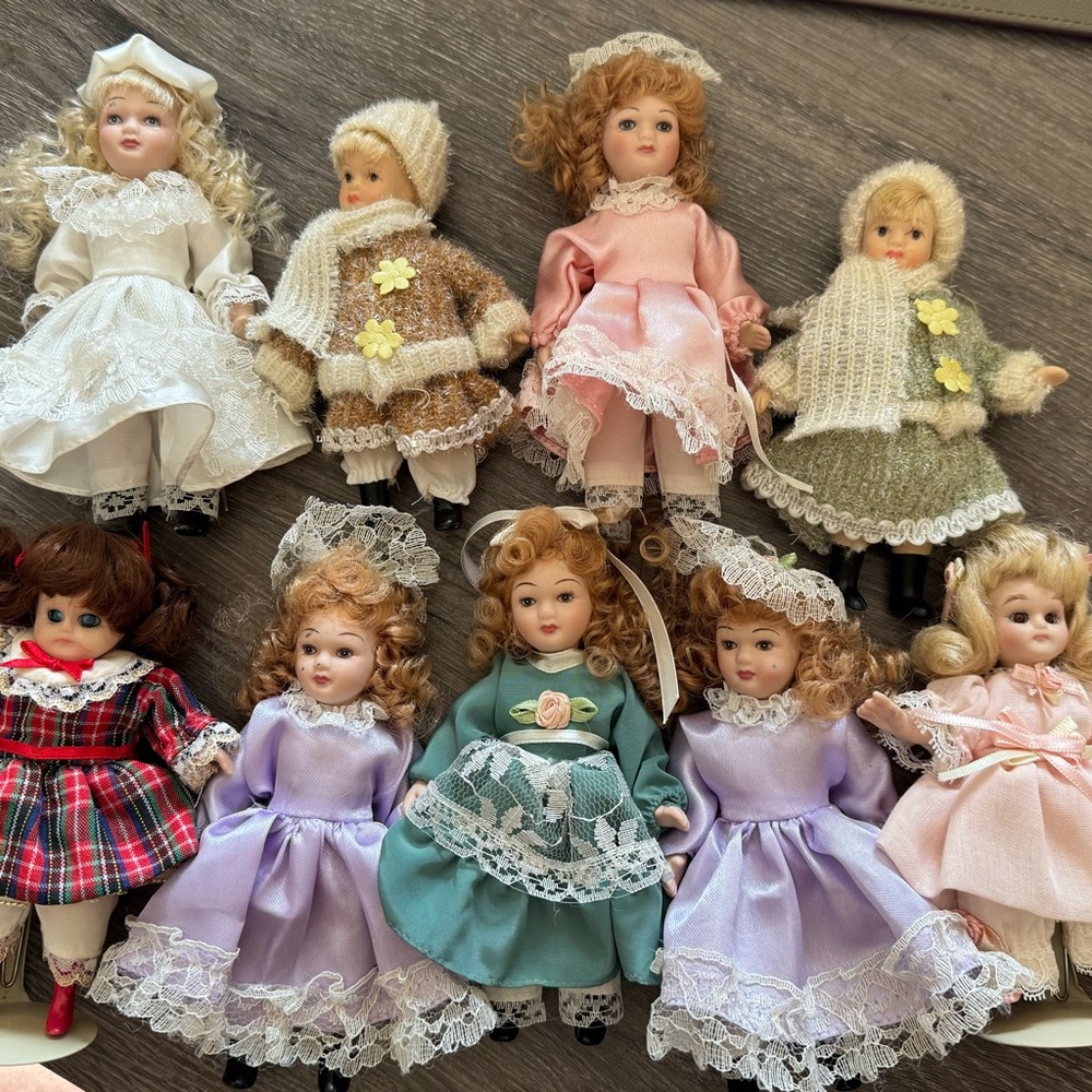 Assorted Miniature Porcelain Dolls Set